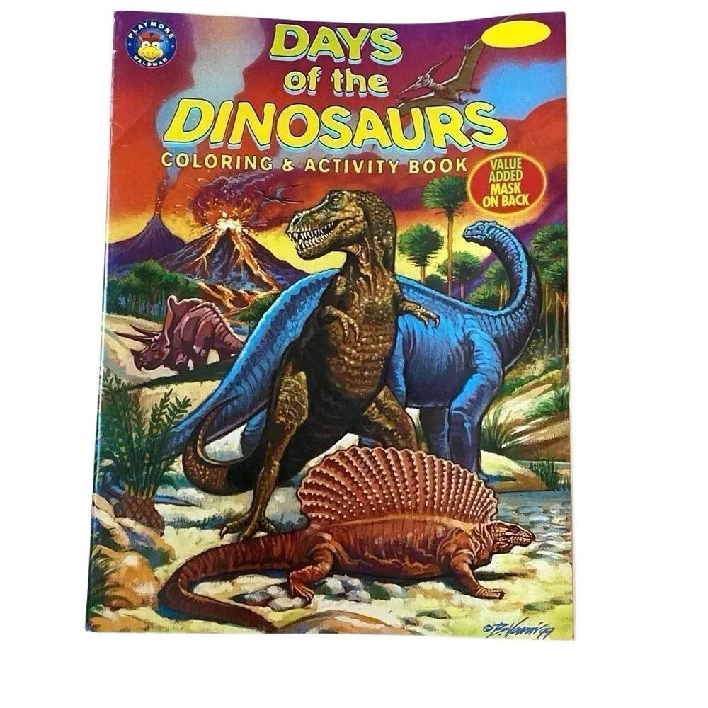Vtg 90s Coloring Books Magazines Dinosaurs Atlas Editions Playmore Waldman NEW